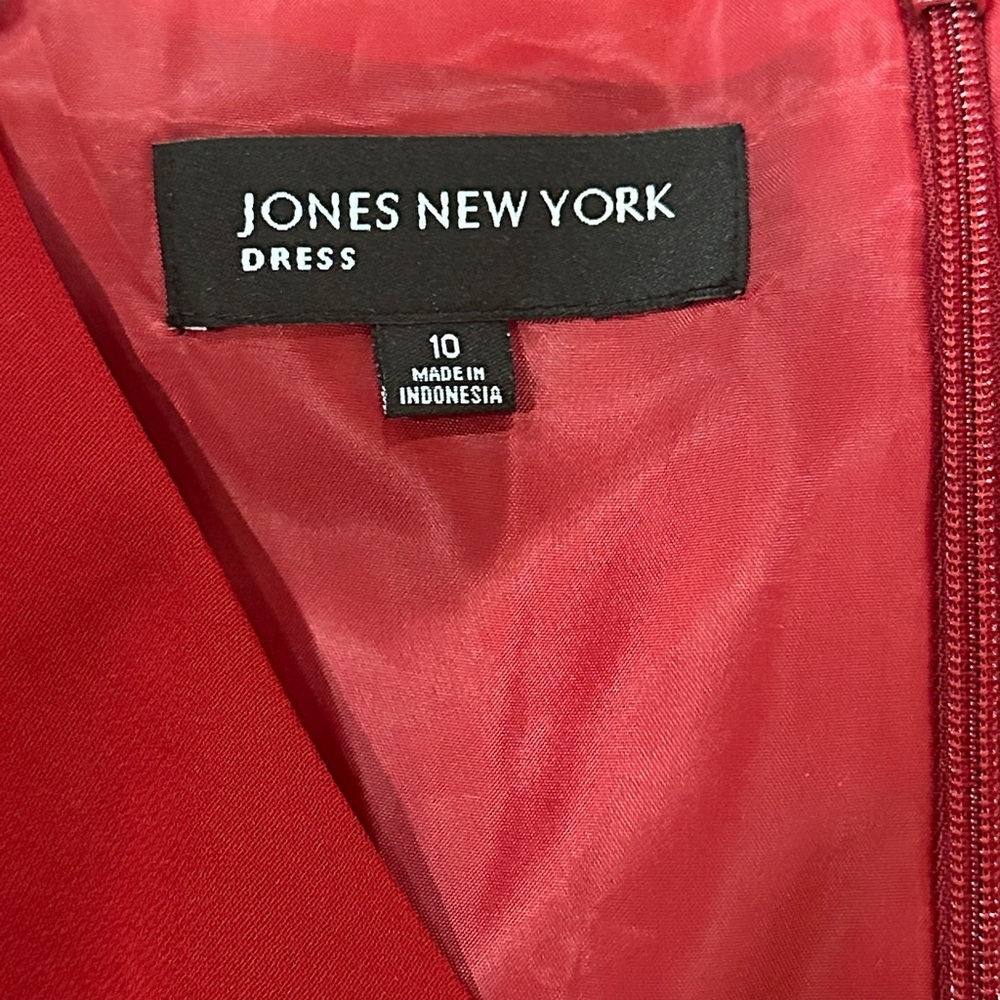 NEW Jones New York Red Long Midi Dress Cap Sleeves Lined Zip back Sz 10 - Picture 8 of 10